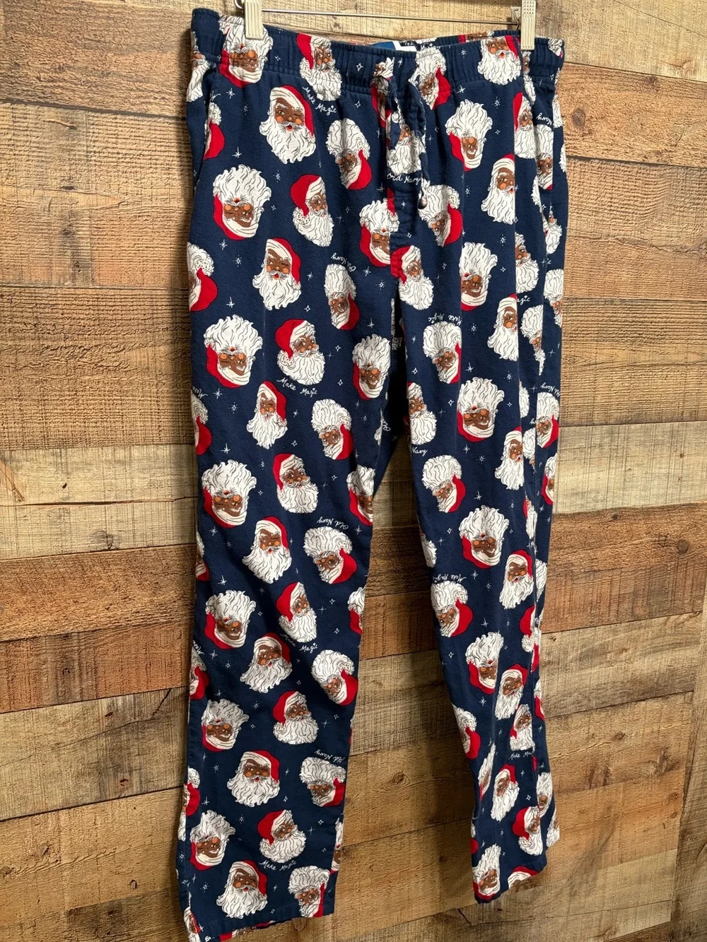 Old Navy Unisex Large Black Santa Christmas Pajama Pants Holiday PJs M025